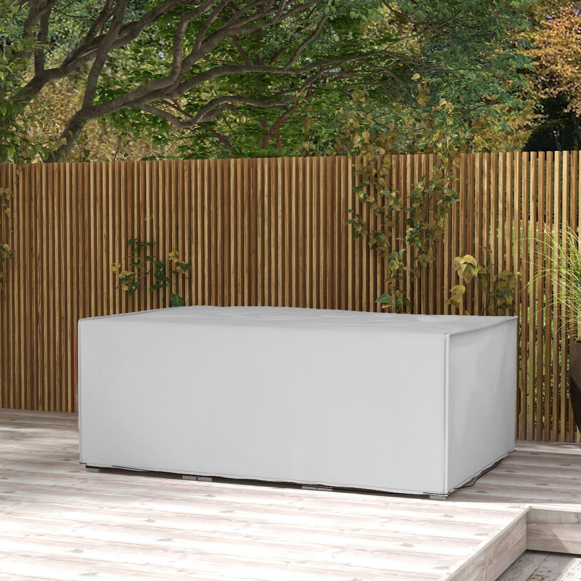 Outsunny Outdoor Garden Furniture Cover Waterproof, Anti-UV 600D Heavy Duty Oxford Fabric Patio Furniture Cover for Rectangular Sofa Table Set, Grey, 210 x 140 x 80 cm