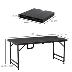 Outsunny Foldable Patio Dining Table for 4, Height Adjustable Outdoor Table for Garden, Lawn, Dark Grey
