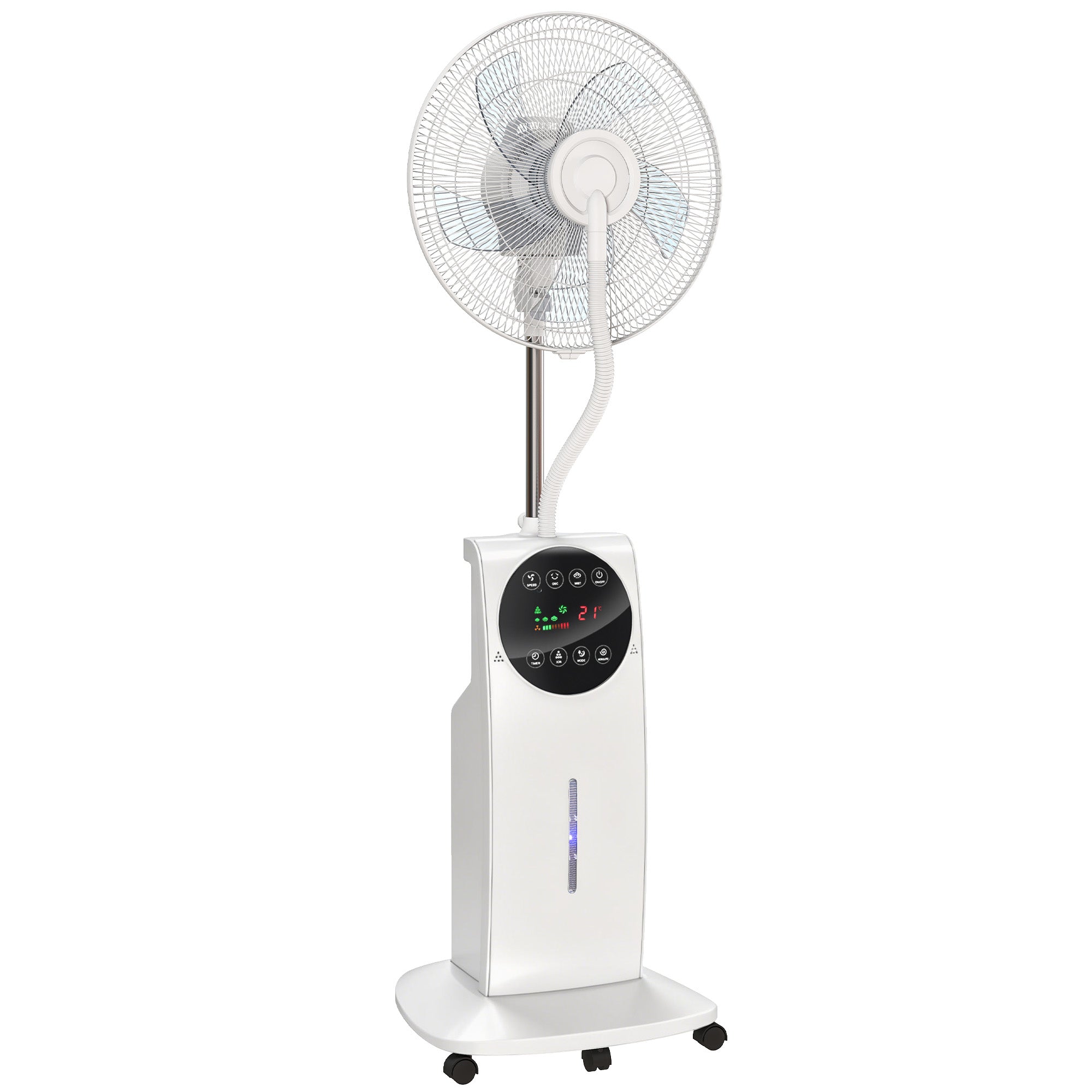 HOMCOM 16" Pedestal Fan with Water Mist Spray Humidifying Misting Fan, White