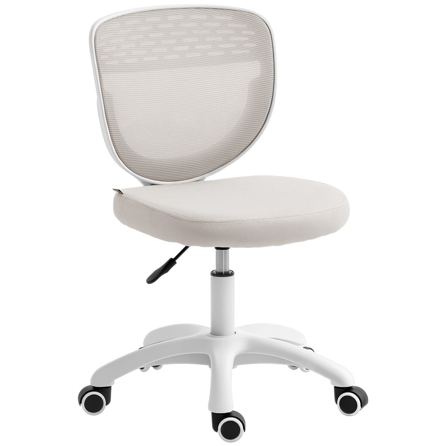 HOMCOM Office Chair, Armless Computer Desk Chair with Breathable Mesh, Adjustable Height, Swivel Wheels, Grey