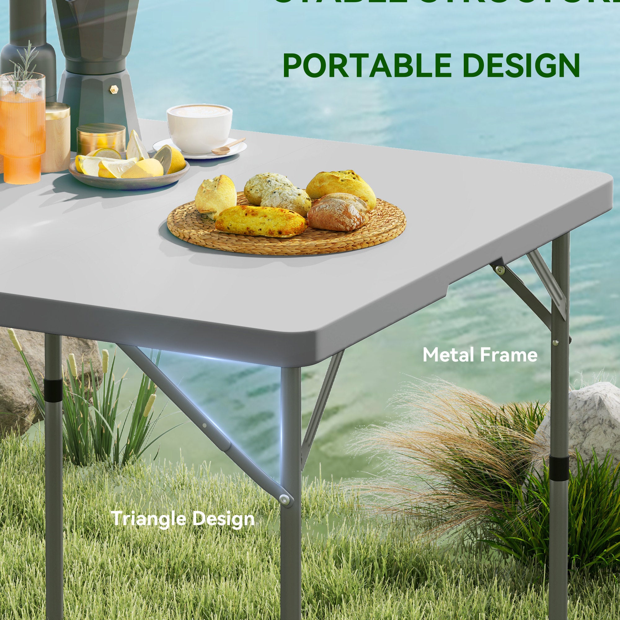 Outsunny 34/74cm Folding Camping Table, with Handle - Grey