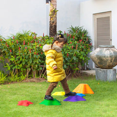 Outsunny Balance Stepping Stones Kids, 6-Piece Starfish Style Non-slip Obstacle Course, Stackable Balance Blocks, Garden Sensory Toys for Toddler 3-8 Years, Indoor Outdoor, Multicoloured