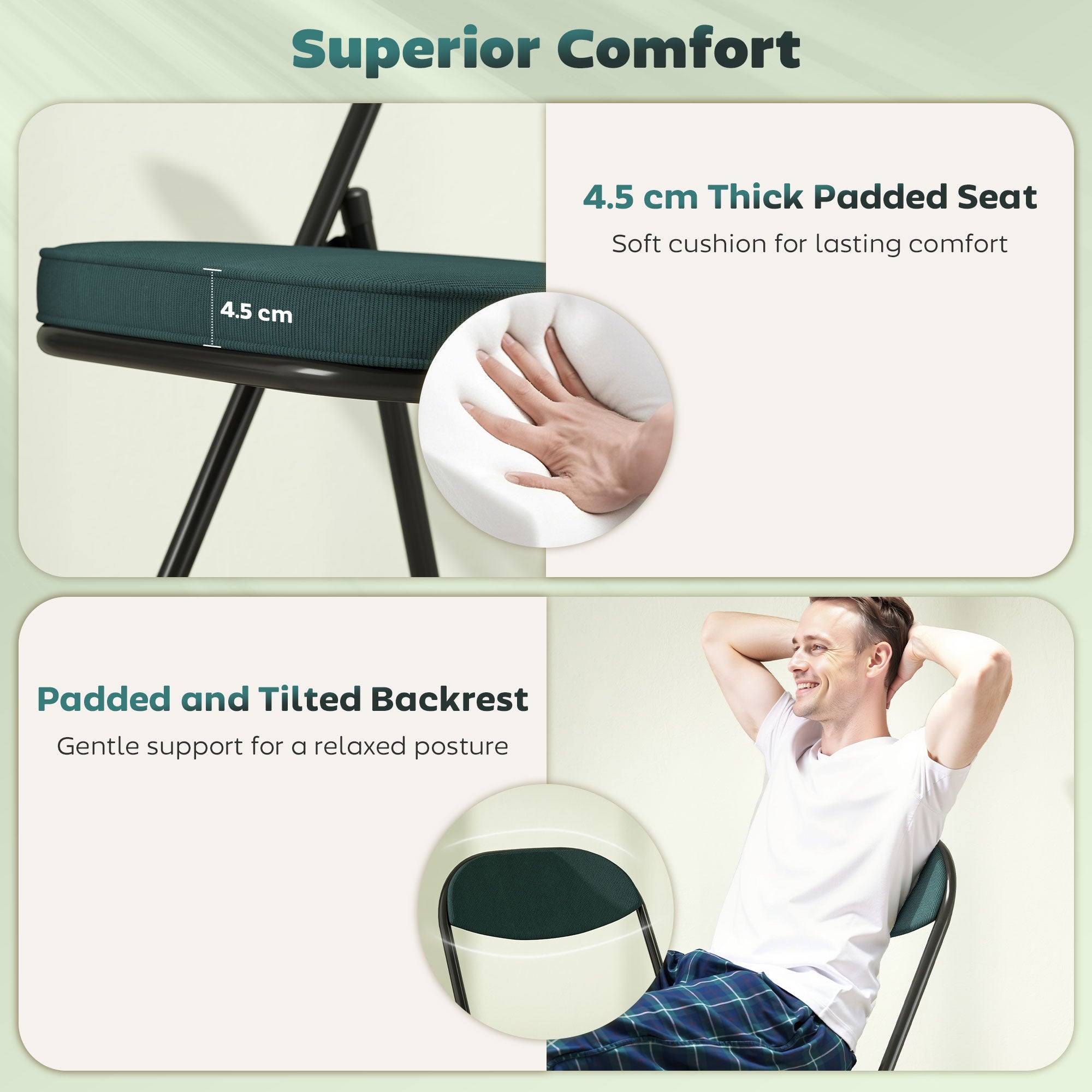 HOMCOM Set of Four Folding Corduroy Seat Chairs - Blue