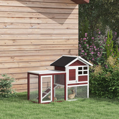 PawHut Rabbit Hutch Outdoor Wooden Guinea Pig Hutch Rabbit Run Bunny Cage Small Animal House Pull-Out Tray, Brown, 124 x 63 x 93 cm