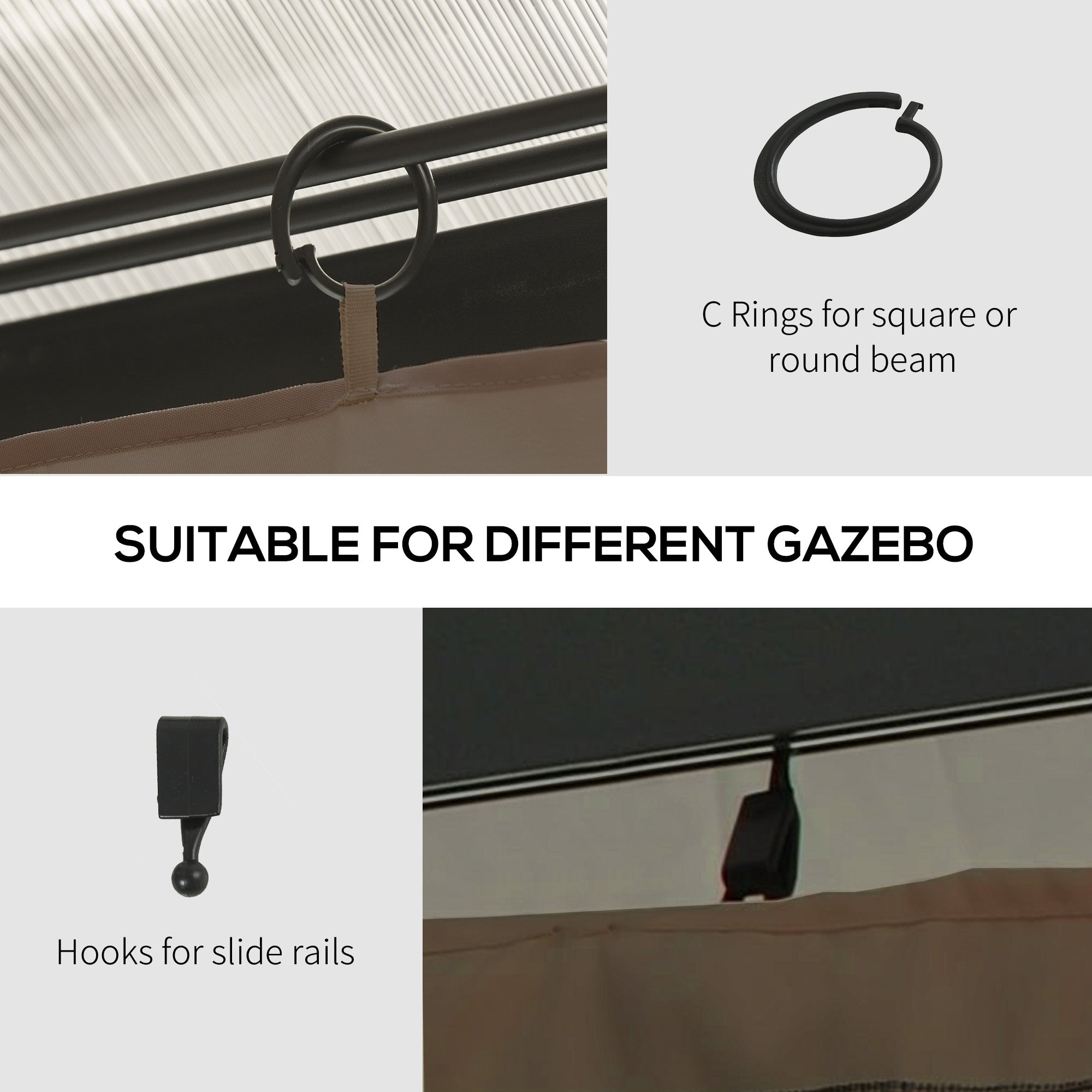 Outsunny 4 Pack Replacement Gazebo Curtains Privacy Panel for Most 3 x 4m Gazebo Canopy Pavillion Outdoor Shelter Sidewalls Accessories Dark Brown