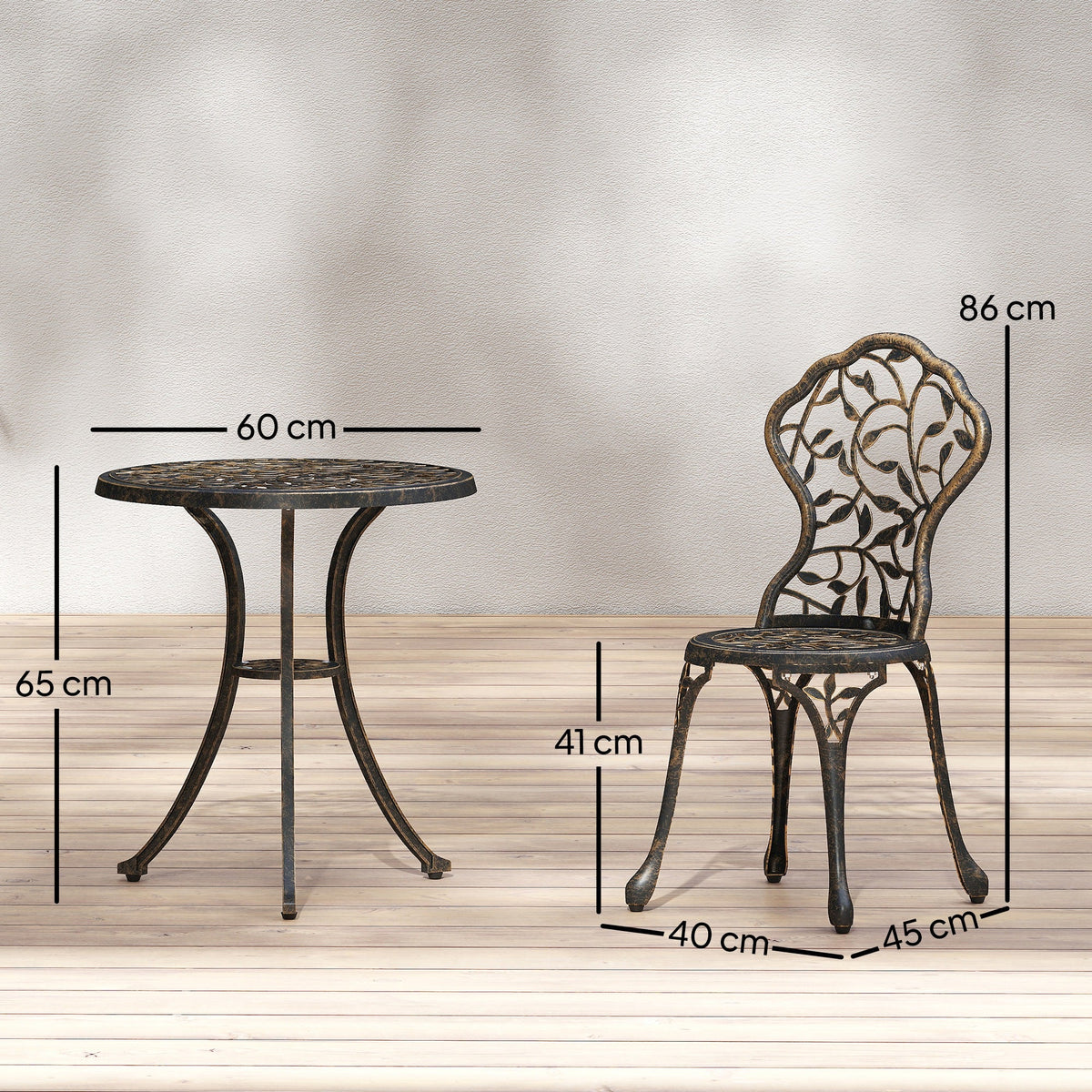 Outsunny 3 Pcs Aluminium Bistro Set Garden Furniture Dining Table Chairs Outdoor Seat Patio Seater Brown