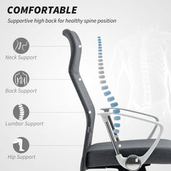 HOMCOM Fabric High Back Office Chair - Grey