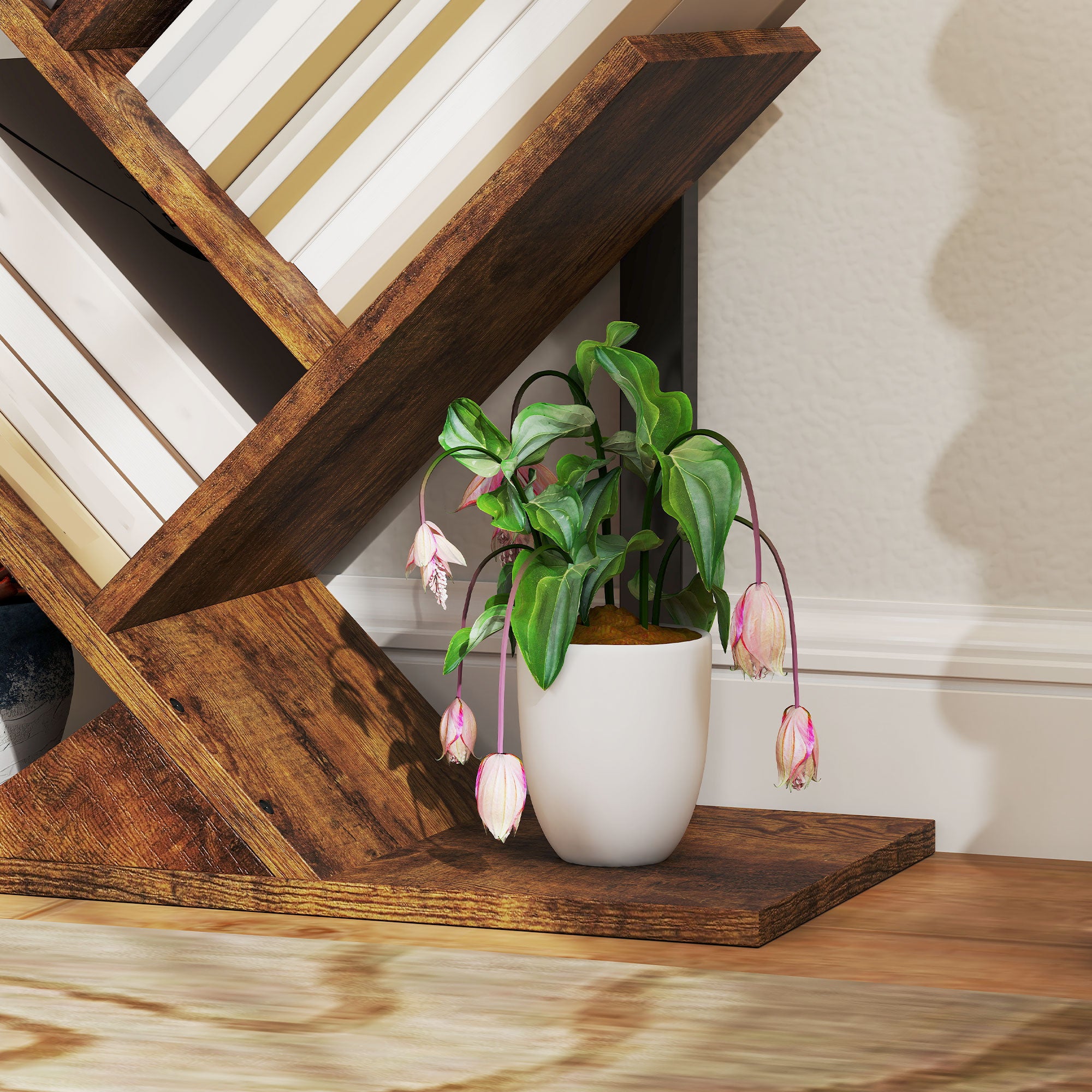 HOMCOM Eight-Section Tree Bookcase - Wood-Effect