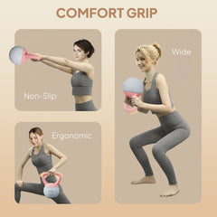 SPORTNOW 4KG Soft Kettlebell, Kettlebell with Non-Slip Handle for Home Gym, Weight Lifting, Strength Training, Pink/Grey