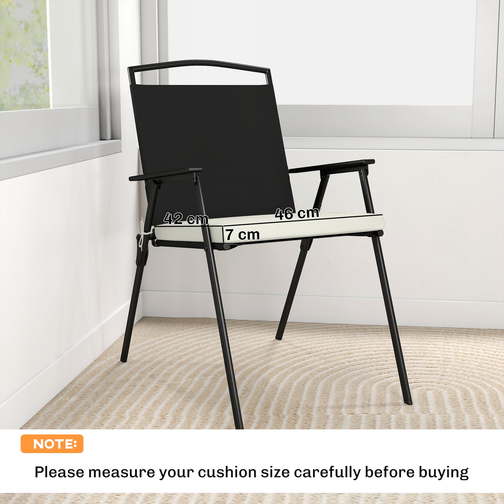 Outsunny Set of 6 Outdoor Seat Cushions with Machine Washable Cover, Water Repellent Seat Cushions Cream White