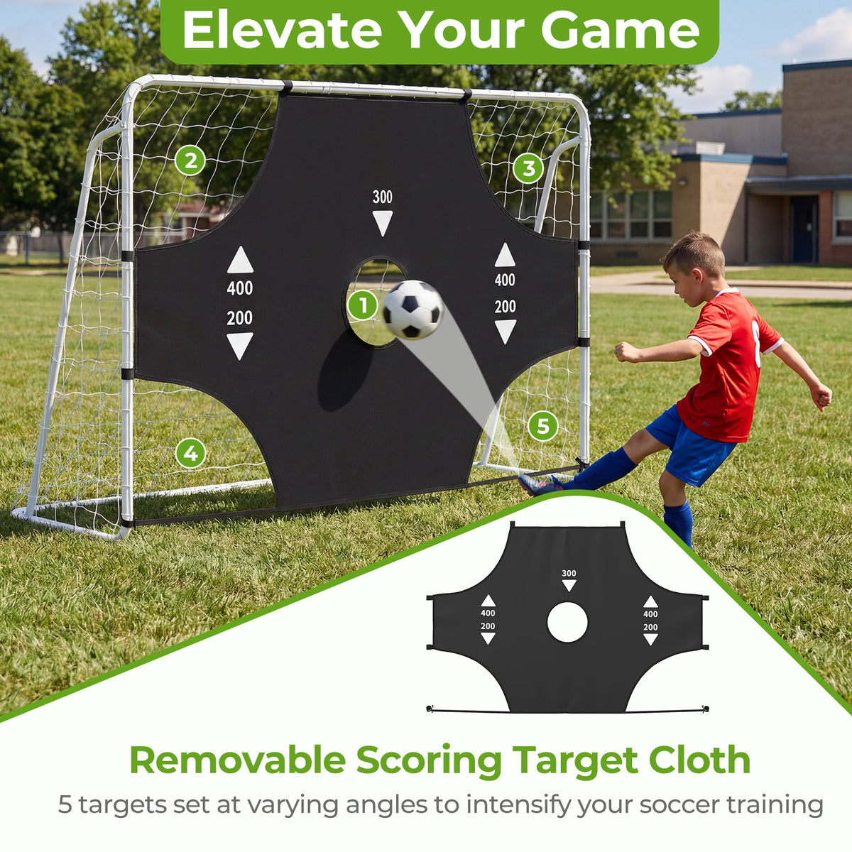 215 x 152 cm Soccer Goal Set for Backyard with Removable Target Cloth