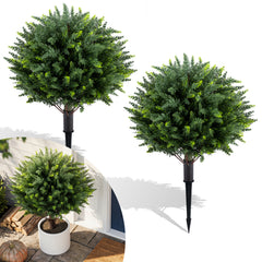 70 CM Artificial Cypress Topiary Trees Set of 2 with Ground Spikes