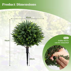 70 CM Artificial Cypress Topiary Trees Set of 2 with Ground Spikes