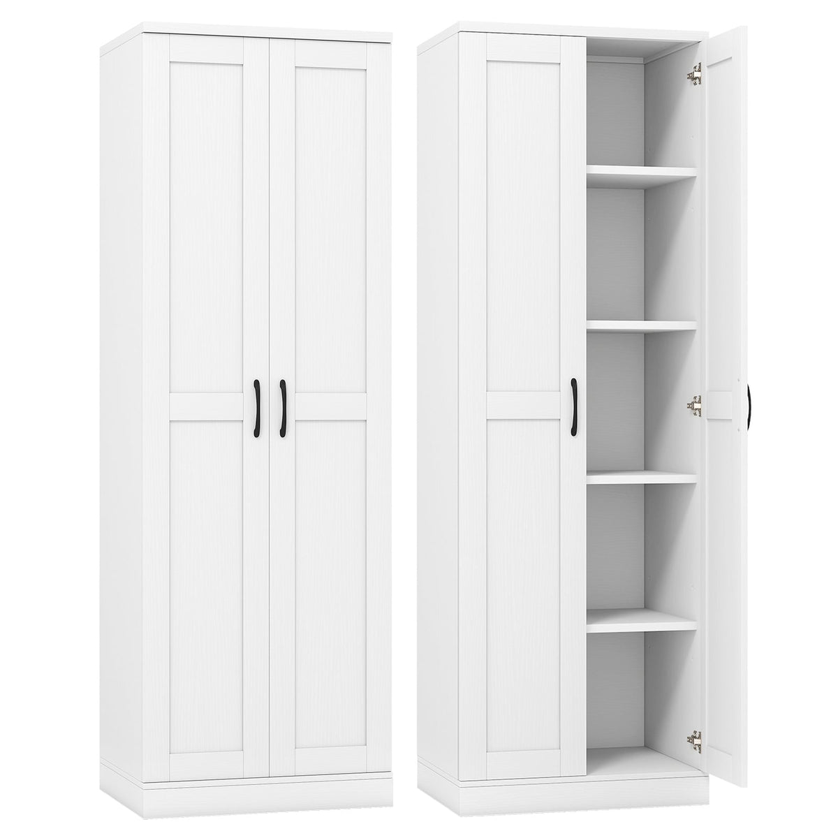70" Tall Storage Cabinet with Doors and Adjustable Shelves for Kitchen-White