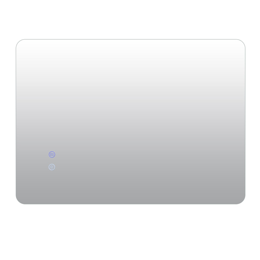 The plain rectangle mirror with illuminated touch controls on the glass surface