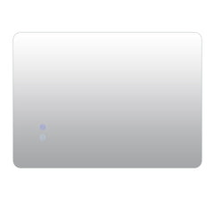 The plain rectangle mirror with illuminated touch controls on the glass surface