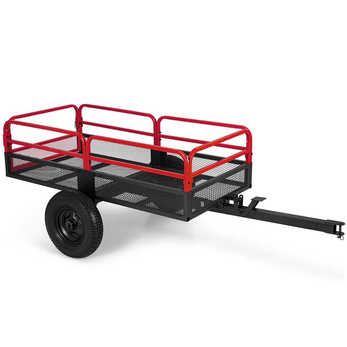 700 KG Capacity 0.5 m³ Heavy Duty Metal Dump Cart Trailer for ATV UTV Tractor-Red