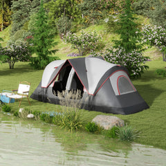 Outsunny Camping Tent for 6-8 Man with 2000mm Waterproof Rainfly and Carry Bag for Fishing Hiking Festival, Grey - product