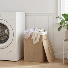 72 L Capacity Bamboo Laundry Hamper with Lid and Removable Liner for Bedroom-Natrual