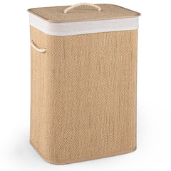 72 L Capacity Bamboo Laundry Hamper with Lid and Removable Liner for Bedroom-Natrual