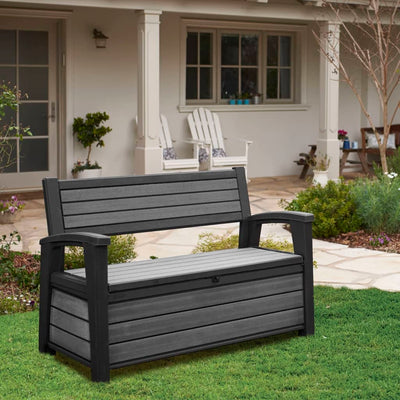 Keter 2-Seater Garden Bench with Storage Box Hudson 227 L Grey