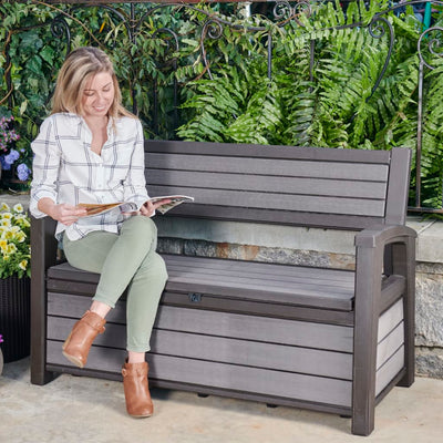 Keter 2-Seater Garden Bench with Storage Box Hudson 227 L Grey