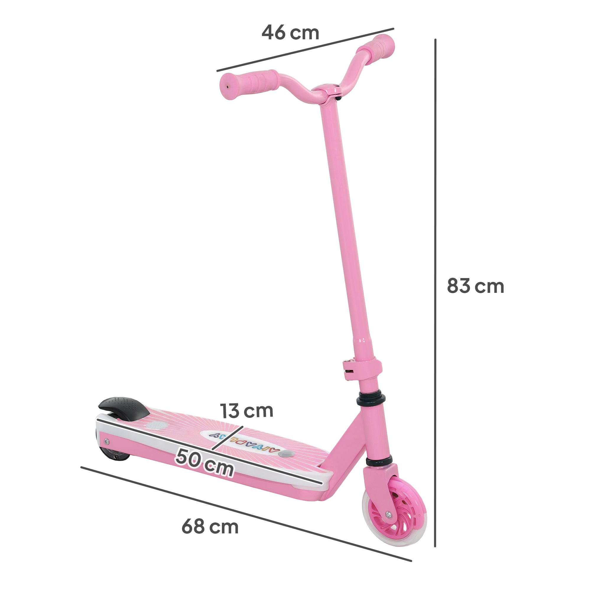 AIYAPLAY Electric Scooter for Kids Aged 4-7 Years, with Flashing LED Lights, Rear Auxiliary Wheels, Pink