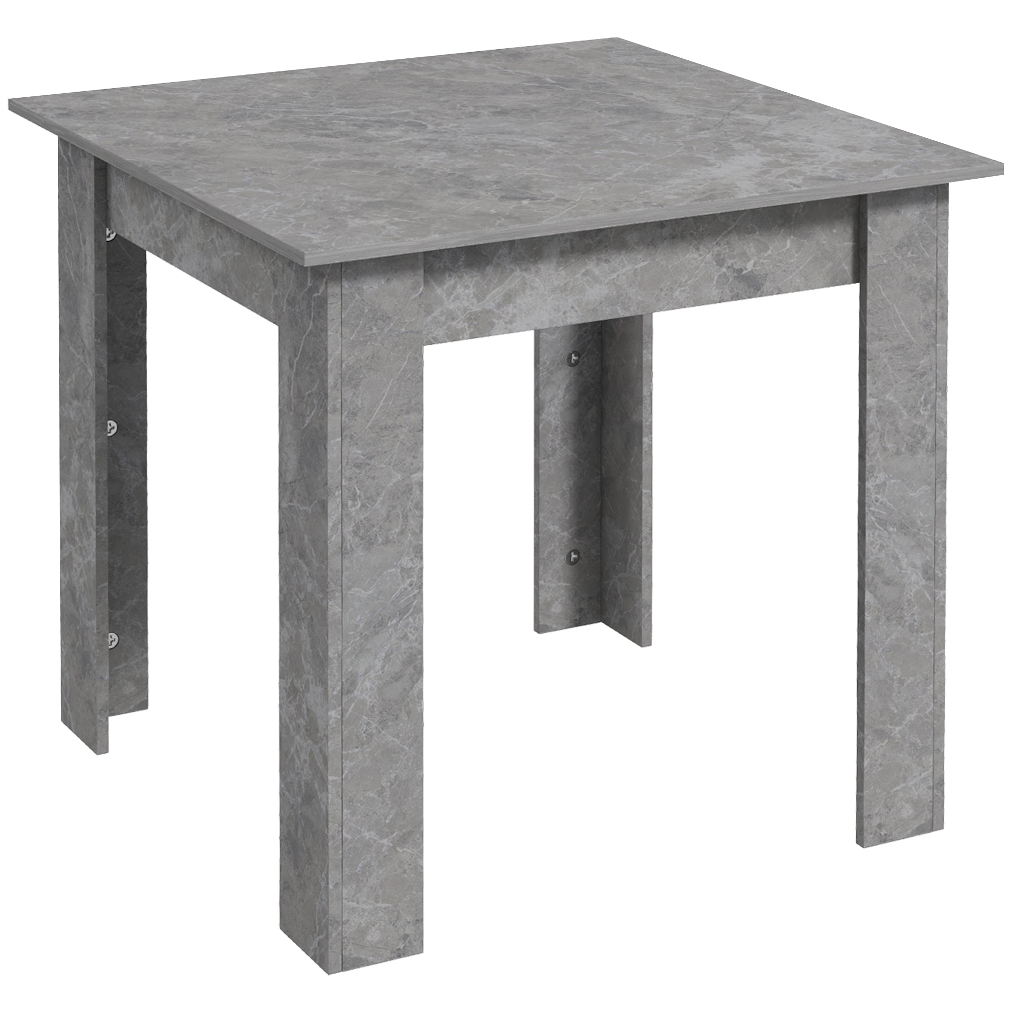 HOMCOM Square Dining Table, Modern Small Dining Table with Faux Cement Effect, Space Saving, Non-slip Foot Pads, Cement Grey