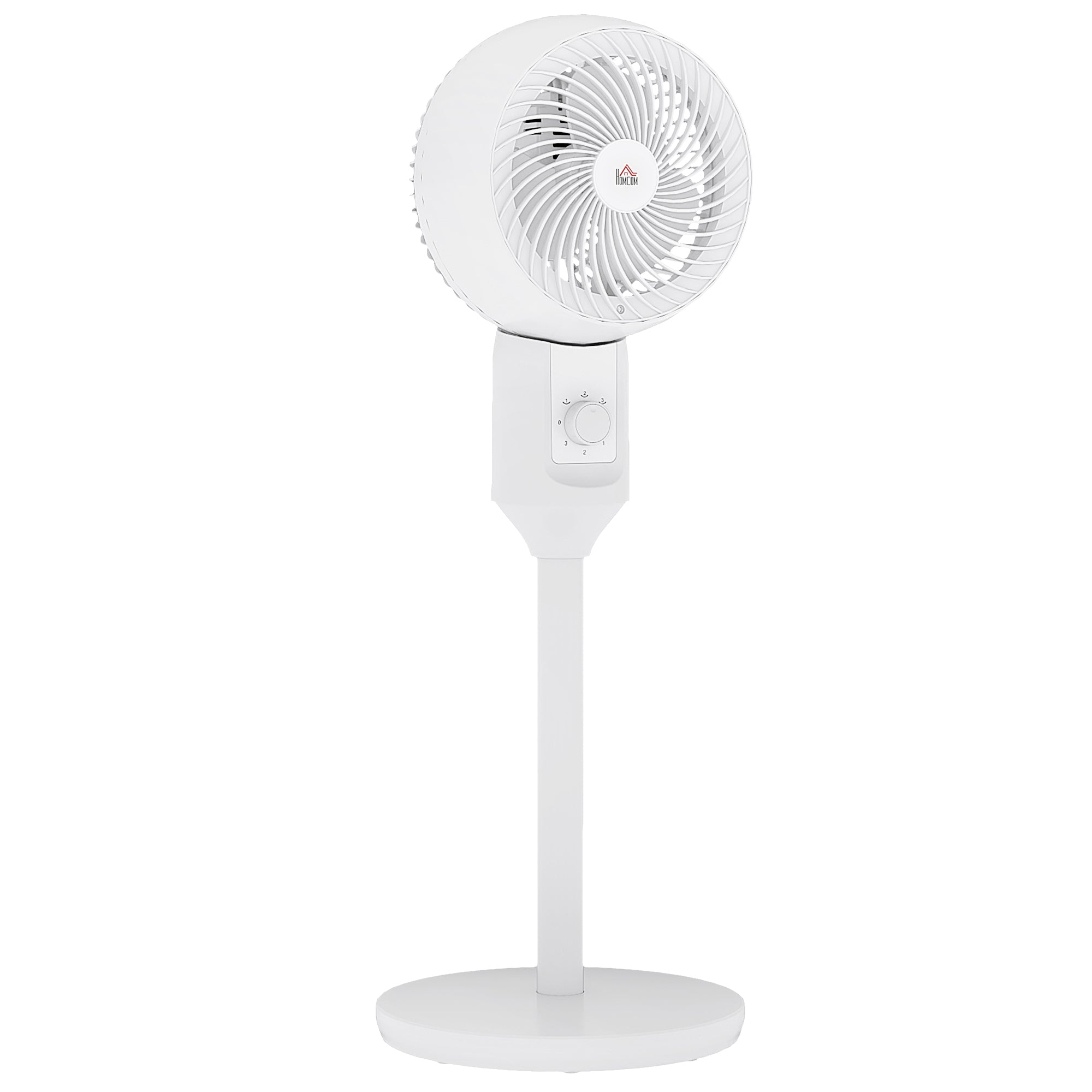 HOMCOM 9" Pedestal Fan, 70√Ç¬∞ Oscillation 90√Ç¬∞ Vertical Tilt Oscillating Air Circulator with 3 Speeds, Standing Fan for Home Office, Bedroom, White