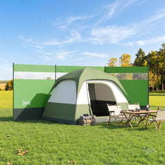 Outsunny Camping Windbreaker with Clear Windows and Steel Poles, for Beach Caravan Campervan, 440 x 140cm, Army Green