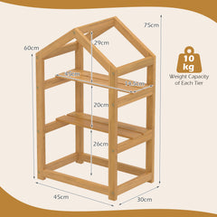 75 cm House-Shaped Plant Stand with Solid Acacia Wood Frame