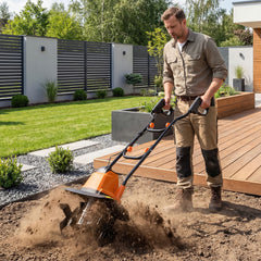 750W Powerful Foldable Garden Rototiller for Lawn Soil Digging-Orange