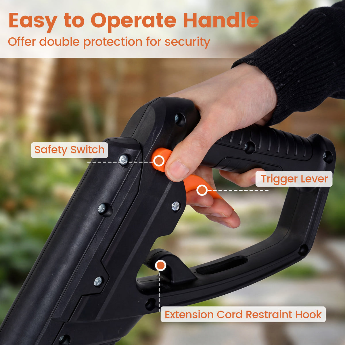 750W Powerful Foldable Garden Rototiller for Lawn Soil Digging-Orange