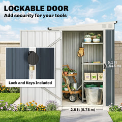 Outsunny 4 x 6ft Lean to Garden Metal Shed, Outdoor Storage Shed with Window, 2 Vents and Lockable Door for Patio, Dark Grey