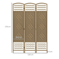 HOMCOM 3 Panel Folding Room Divider, Privacy Screen, Freestanding Paravent Partition Separator Natural Wood