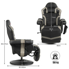 Dimensions and weight capacity of the grey gaming chair