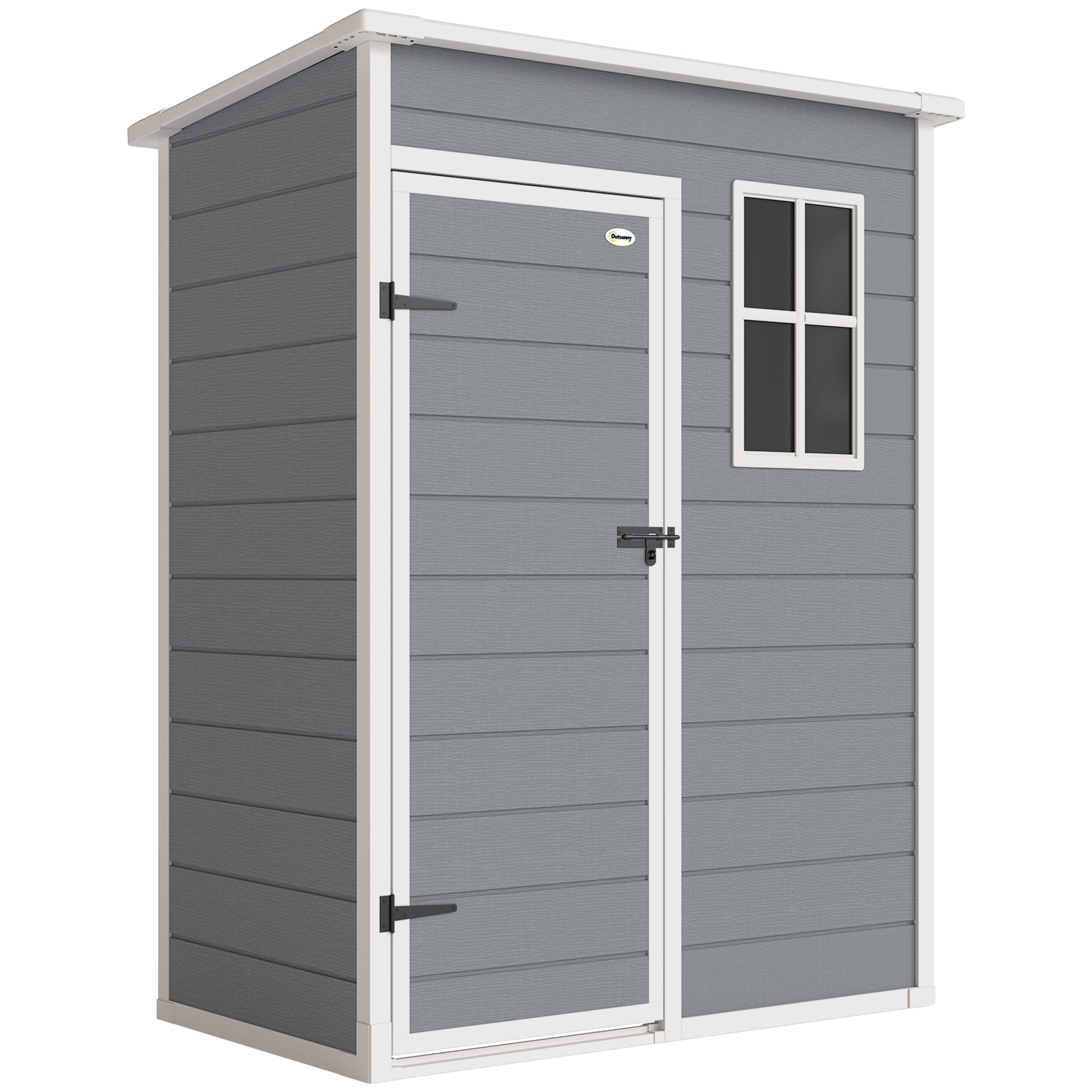 Outsunny 5x3 Storage Shed with Lockable Door, Window & Vent for Garden & Patio, Grey