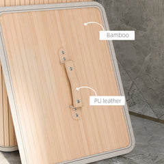 HOMCOM 70L Collapsible Bamboo Laundry Hamper Organizer Clothes Washing Basket Bin Storage Box w/ Lid Removable Lining 40x30x60cm
