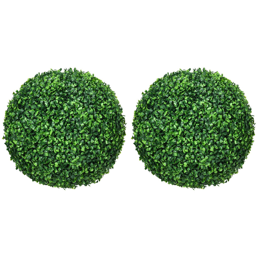 HOMCOM Set of Two Artificial Boxwood Balls Plants - Green