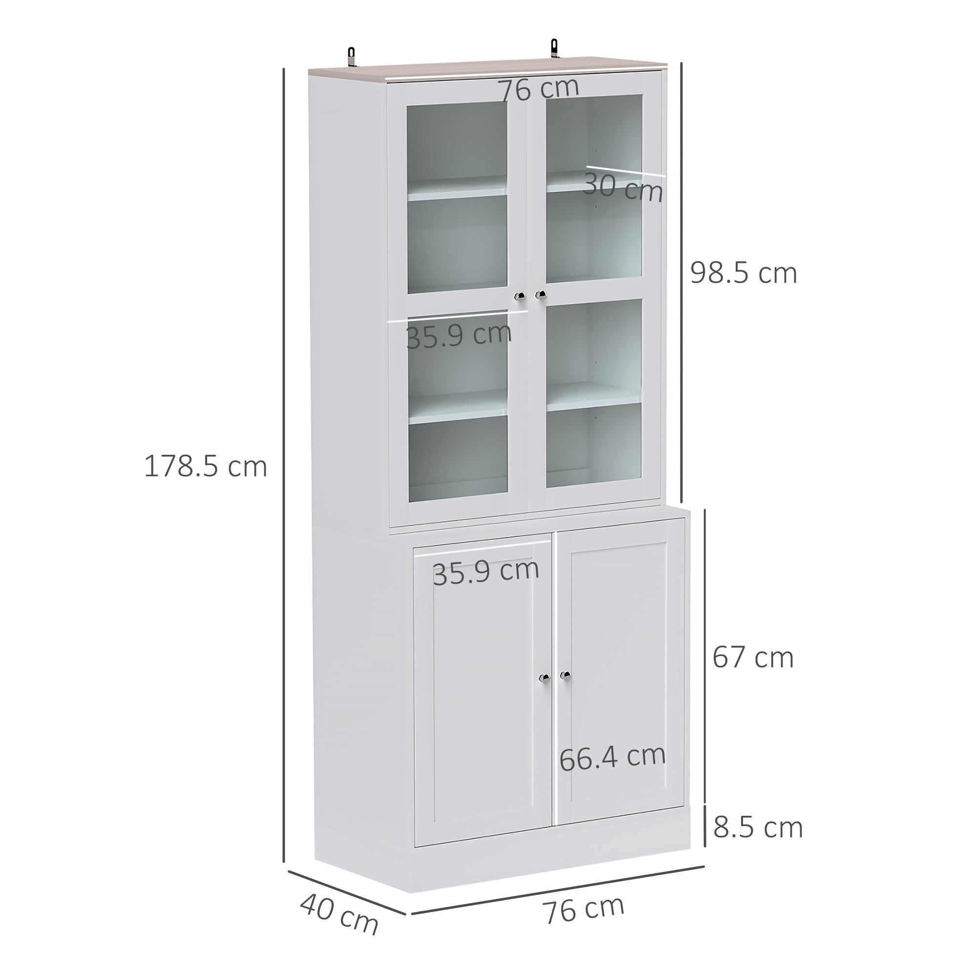 HOMCOM Double Storage Display Cabinet - White