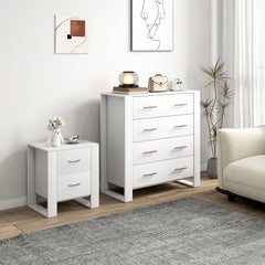 HOMCOM Bedroom Furniture Set, Drawer Chest and Nightstand, Modern White