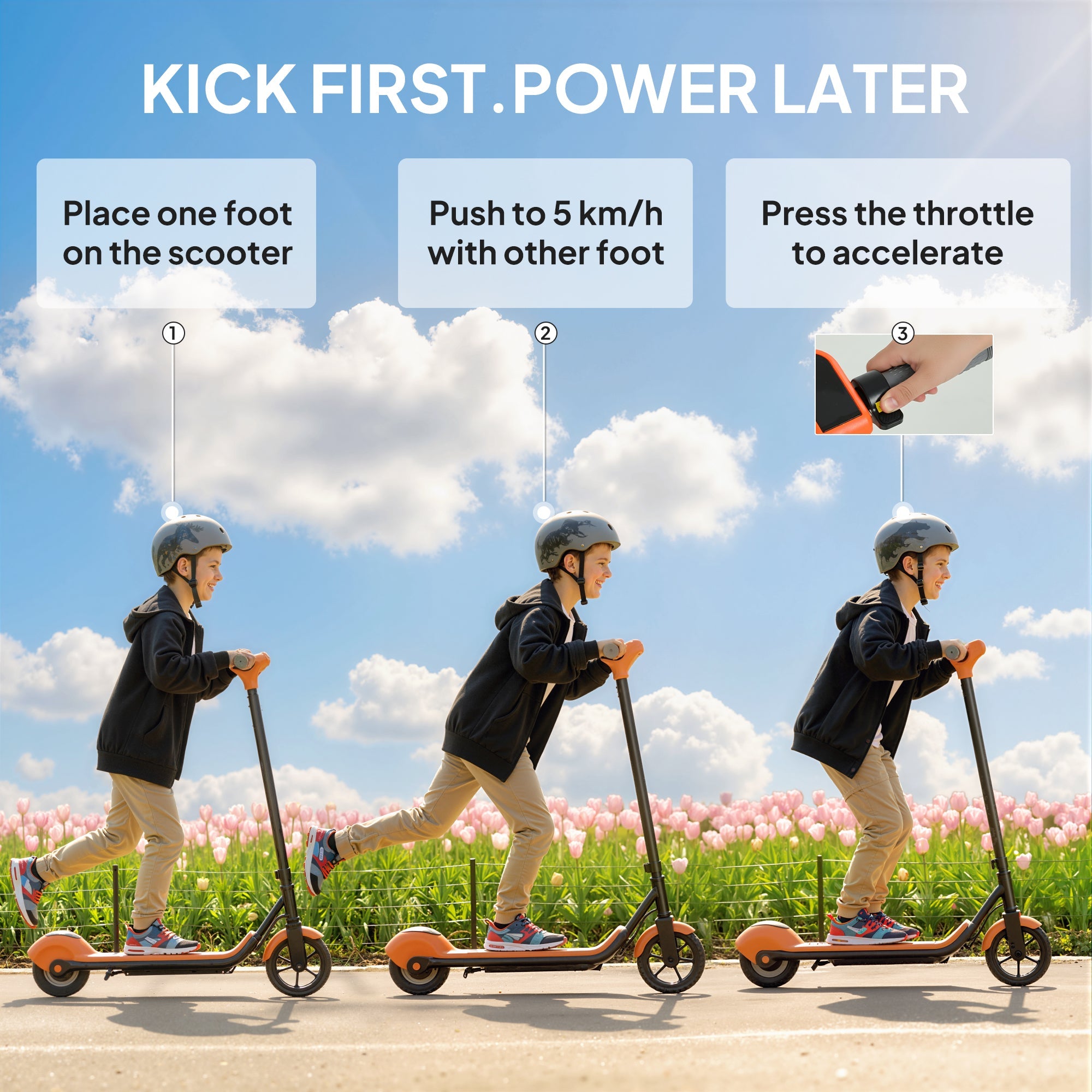 SPORTNOW Electric Scooter for Kids, with LED Display, Orange