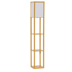 HOMCOM 3-Tier Floor Lamp, Floor Light with Storage Shelf, Reading Standing Lamp with Acrylic Shade for Living Room, Bedroom, Kitchen, Dining Room, Office, Dorm, 160cm, Natural