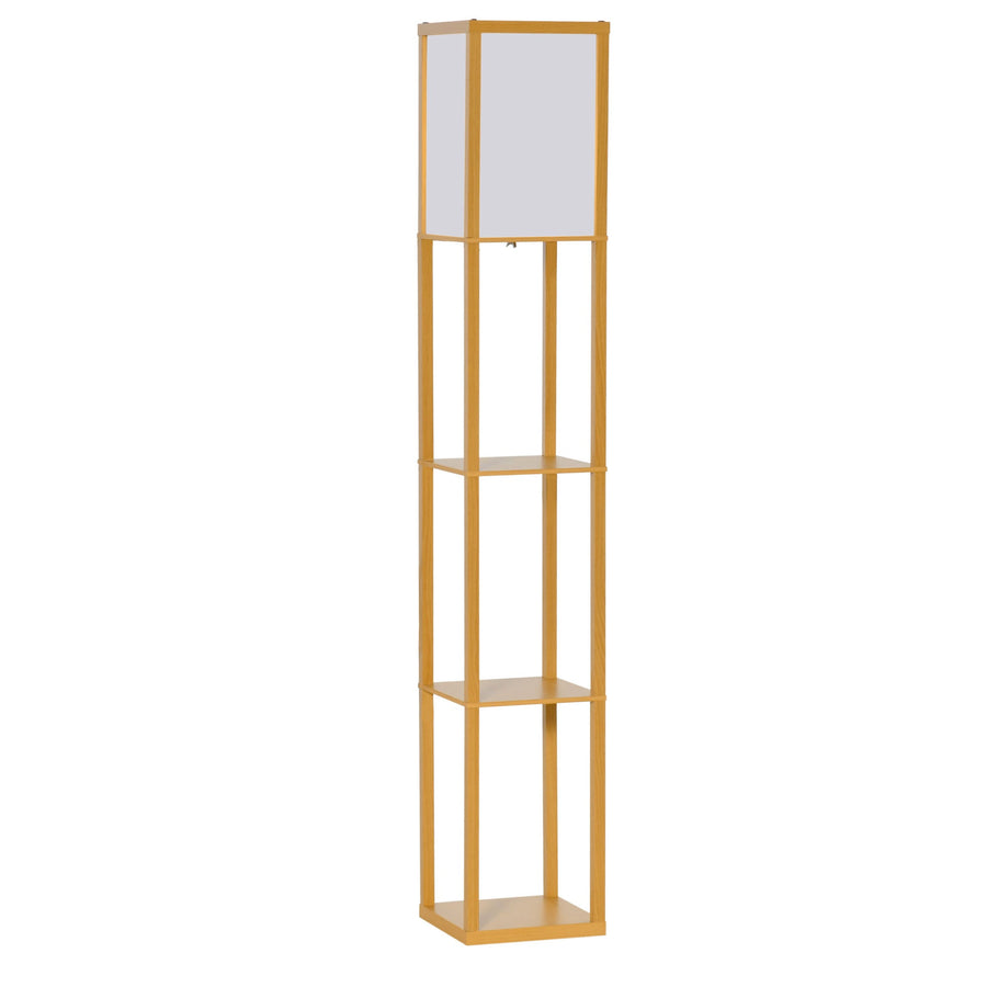 HOMCOM 3-Tier Floor Lamp, Floor Light with Storage Shelf, Reading Standing Lamp with Acrylic Shade for Living Room, Bedroom, Kitchen, Dining Room, Office, Dorm, 160cm, Natural