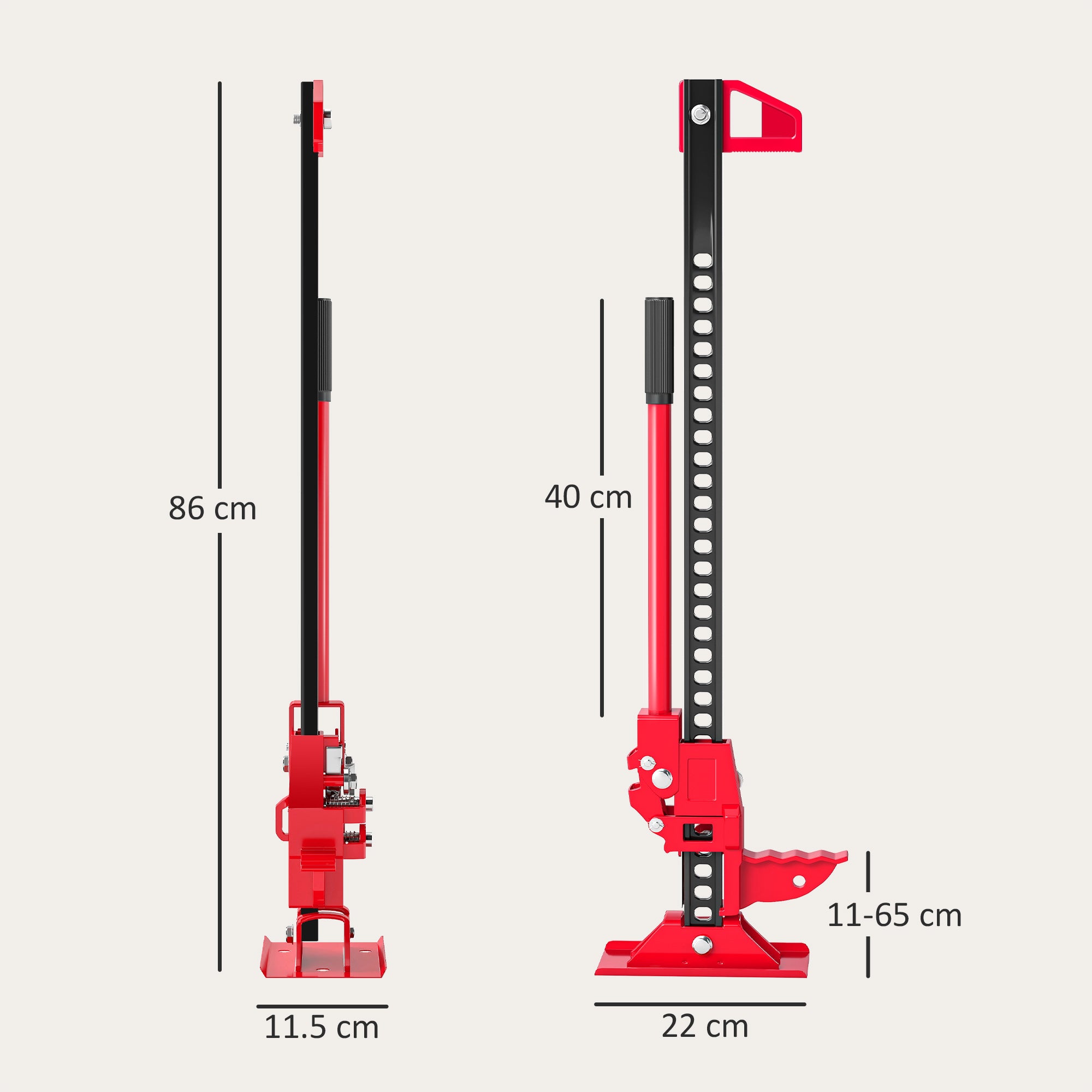 HOMCOM 3 Tonne Farm Jack, 33" High Lift Jack for 4x4 Tractors Trucks Agricultural Lifting, Red
