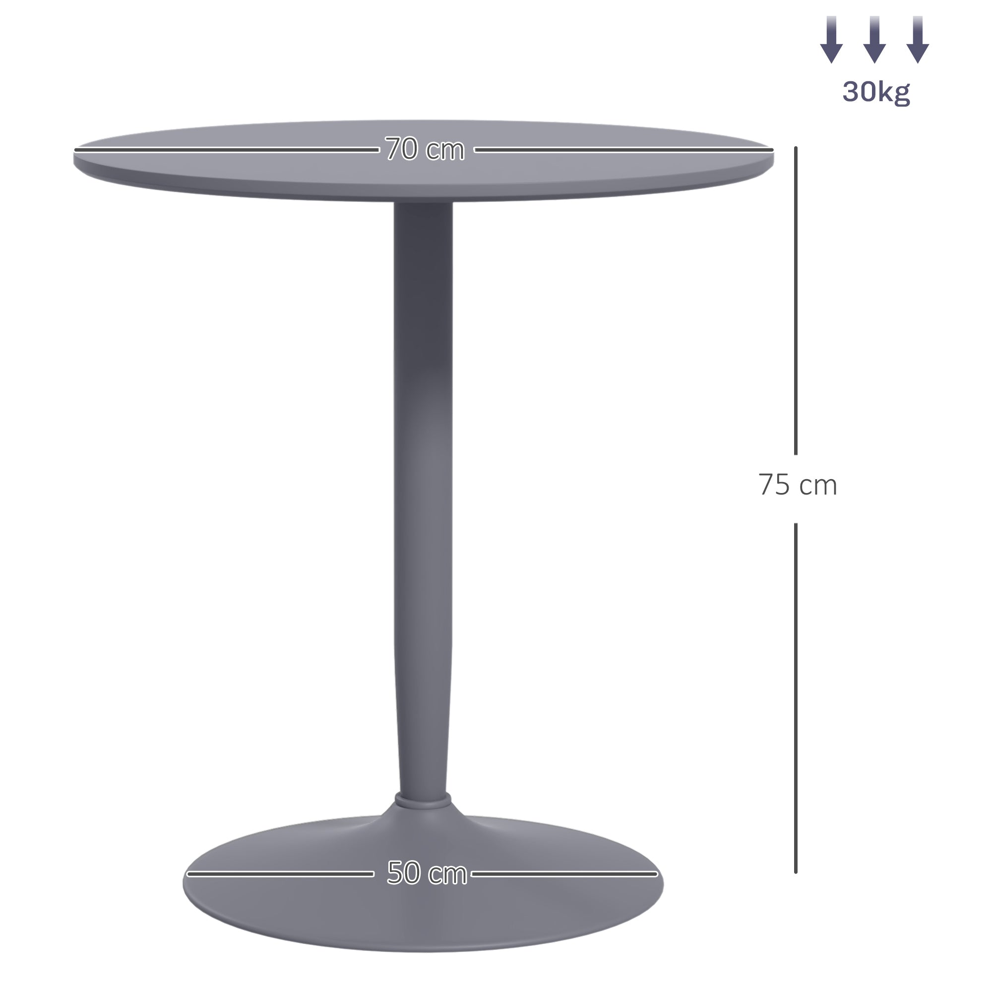HOMCOM 75H x 70cm Two-Person Minimalistic Dining Table - Grey
