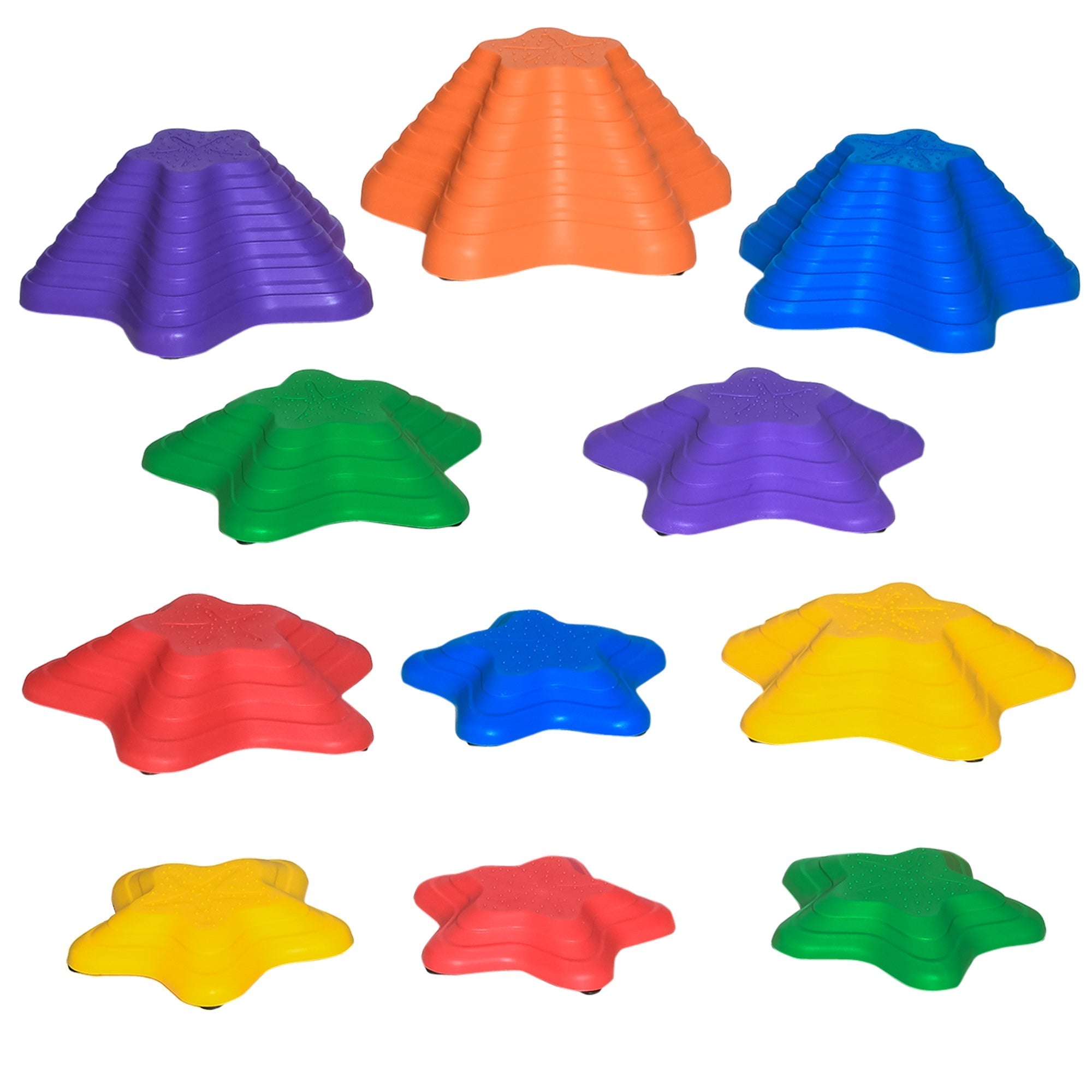 Outsunny 11-Piece Balance Stepping Stones for Kids Starfish Style Non-slip Obstacle Course Stackable Balance Blocks Garden Toys Encourage Toddler Sensory Toys Indoor Outdoor - Multicoloured