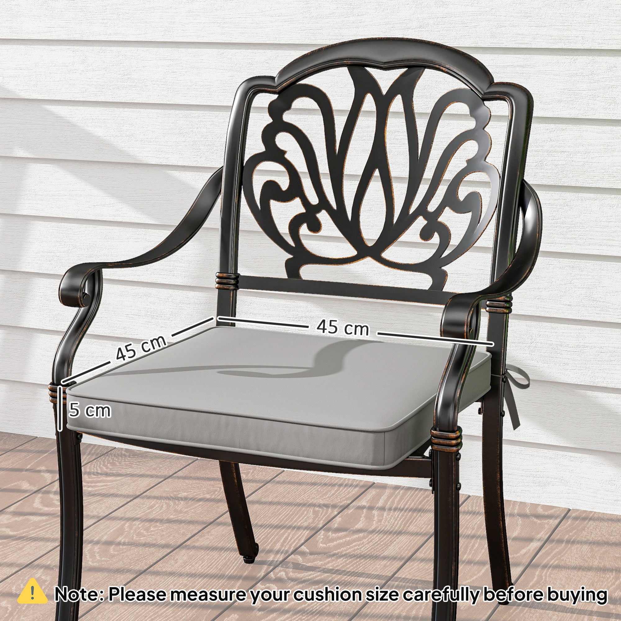 Outsunny Set of Two 45 x 45cm Garden Seat Cushions - Light Grey