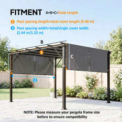 Outsunny 2 Pcs UV Protection Pergola Replacement Canopy, Pergola Shade Cover, Easy to Install, for 3 x 3(m) Pergola, Dark Grey