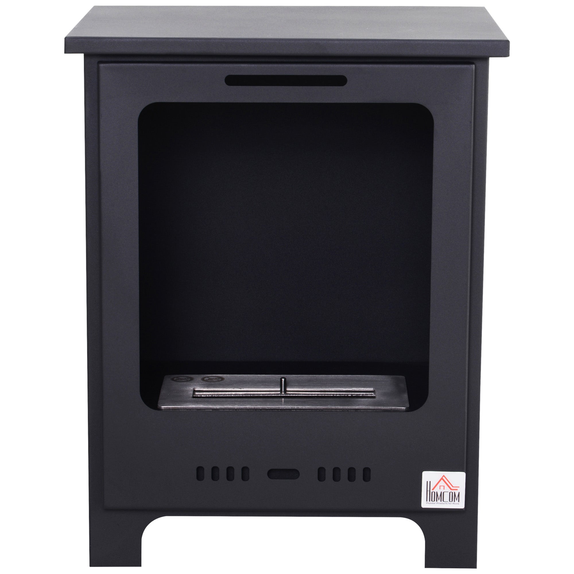 HOMCOM Freestanding Ethanol Fireplace, Bioethanol Fire with 0.9L Tank, 3 Hours Burning Time for Indoor, Black